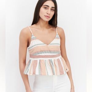ROXY About Paradise Linen Blend Crop Top *NWT*